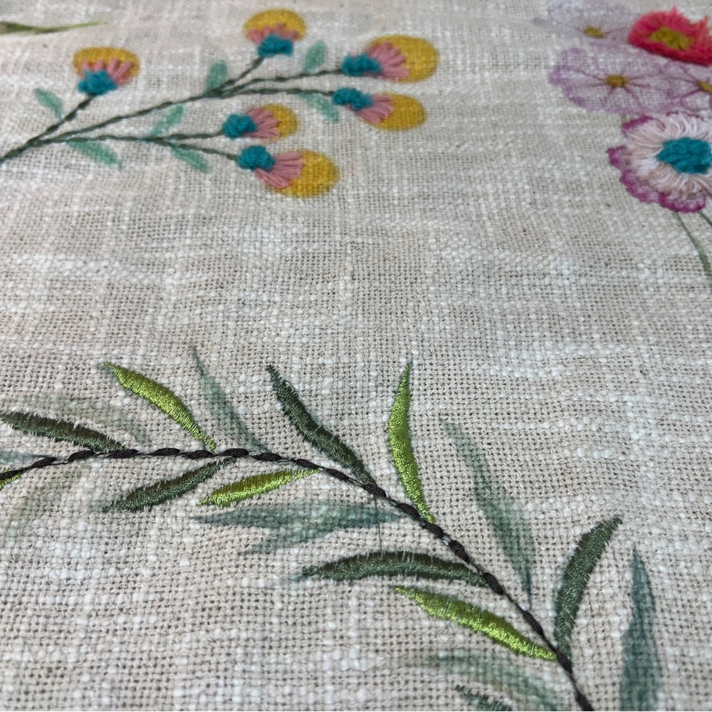 Floral Linen Table Runner, 72”
